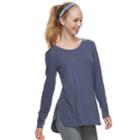 Women's Tek Gear&reg; Jersey High Slit Long Sleeve Tunic Tee, Size: Xs, Dark Blue