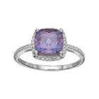 Sterling Silver Lab-created Alexandrite & 1/6 Carat T.w. Diamond Halo Ring, Women's, Size: 8, Purple