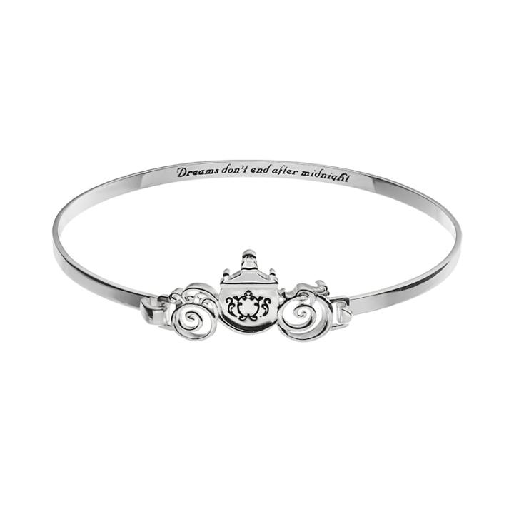 Disney's Cinderella Silver-plated Coach Bangle Bracelet, Women's, Grey