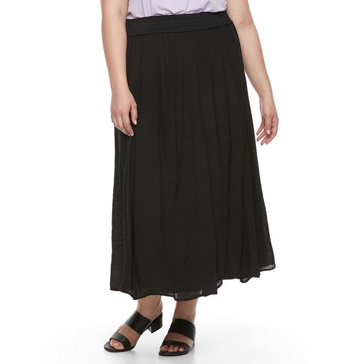 Plus Size Dana Buchman Gauze Maxi Skirt, Women's, Size: 2xl, Black