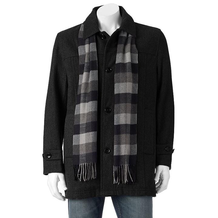 Big & Tall Towne Wool-blend Top Coat, Men's, Size: 2x Big, Black
