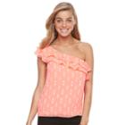 Women's Apt. 9&reg; Ruffle One-shoulder Top, Size: Medium, Brt Pink