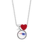 Sterling Silver Crystal I Love New England Patriots Team Logo Heart Pendant, Women's, Blue