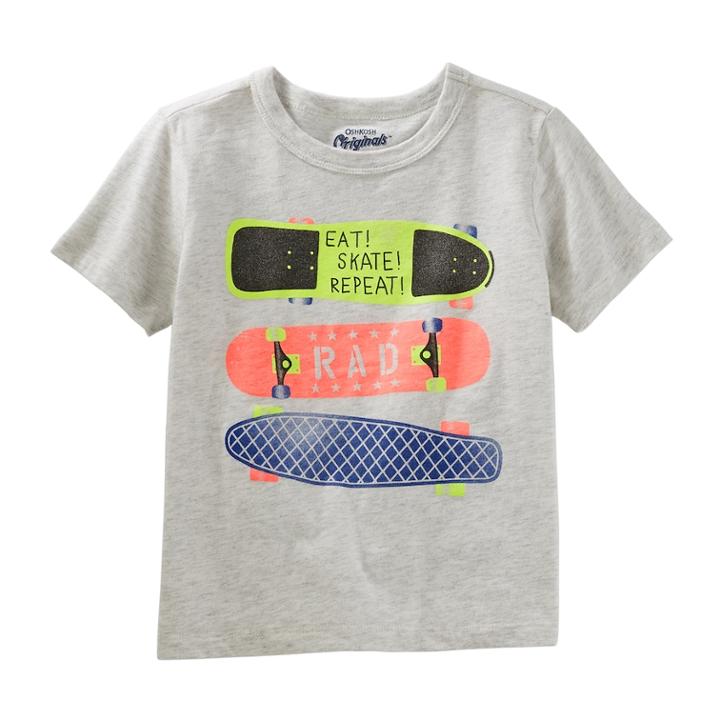 Boys 4-8 Oshkosh B'gosh&reg; Skate Boards Eat, Skate, Repeat Graphic Tee, Size: 4/5, Light Grey