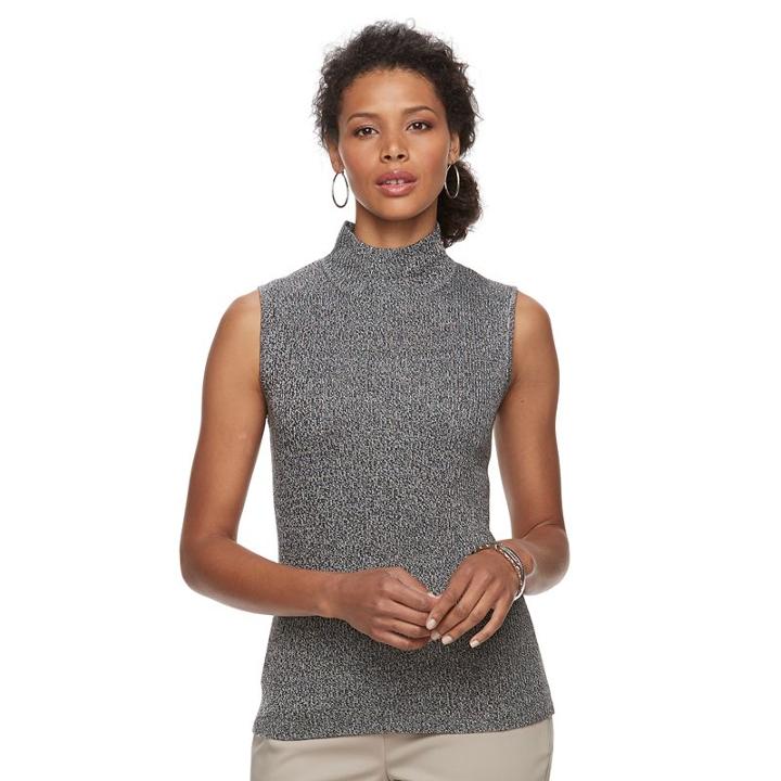 Women's Dana Buchman Sleeveless Turtleneck Top, Size: Xl, Black
