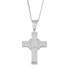 Men's Sterling Silver Cubic Zirconia Cross Pendant, Size: 20, White