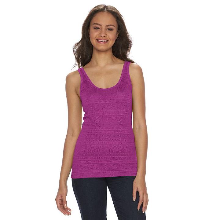 Juniors' So® Double Scoop Textured Tank Top, Girl's, Size: Small, Med Pink