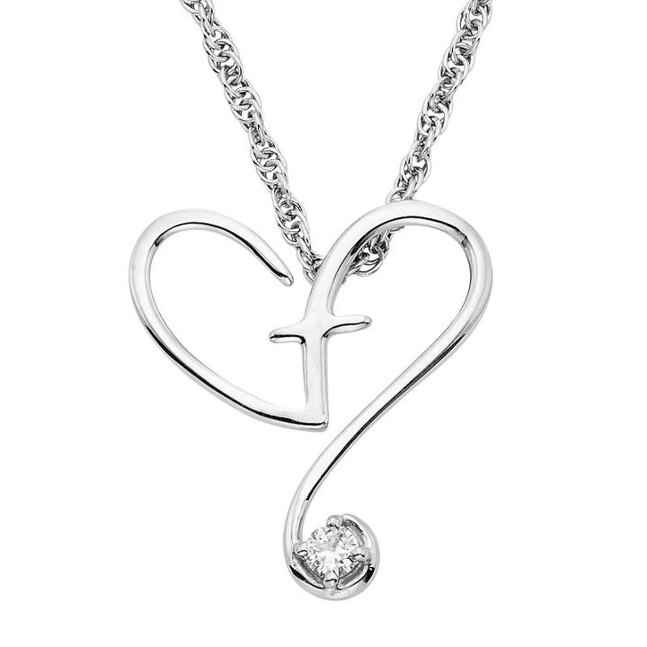 Diamond Accent Sterling Silver Heart & Cross Pendant Necklace, Women's, Size: 18, White