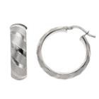 Sterling Silver Textured Spiral Hoop Earrings, Women's