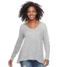 Women's Juicy Couture Hooded Scoopneck Sweater, Size: Large, Light Grey