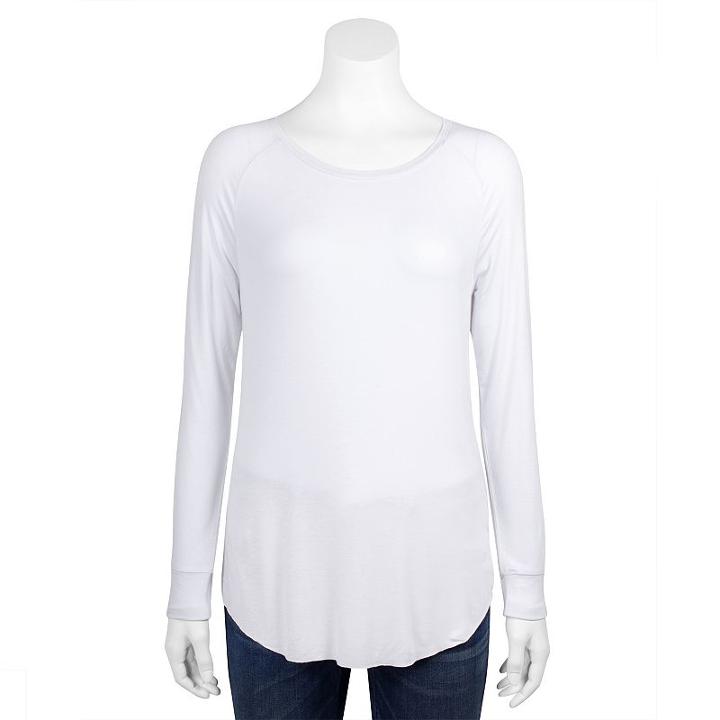 Juniors' Grayson Threads Raglan Long Sleeve Tee, Girl's, Size: Small, White Oth