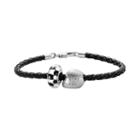 Insignia Collection Nascar Kyle Busch Leather Bracelet And Sterling Silver 18 Helmet Bead Set, Women's, Size: 7.5, Black
