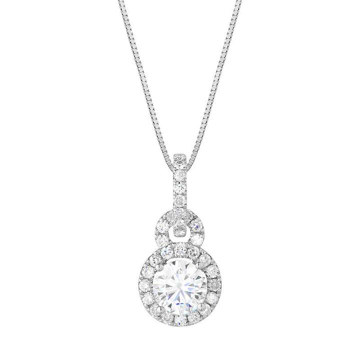 Forever Brilliant Sterling Silver 1 1/10 Carat T.w. Lab-created Moissanite Pendant, Women's, Size: 18, White