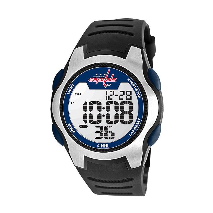 Game Time Training Camp Washington Capitals Silver Tone Digital Chronograph Watch - Nhl-trc-was - Men, Black