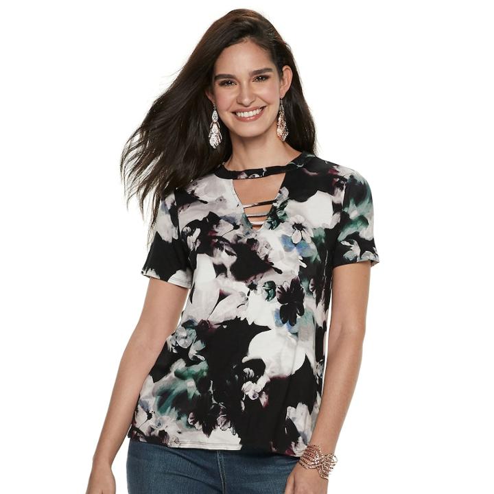 Women's Jennifer Lopez Bar Front Tee, Size: Large, Green