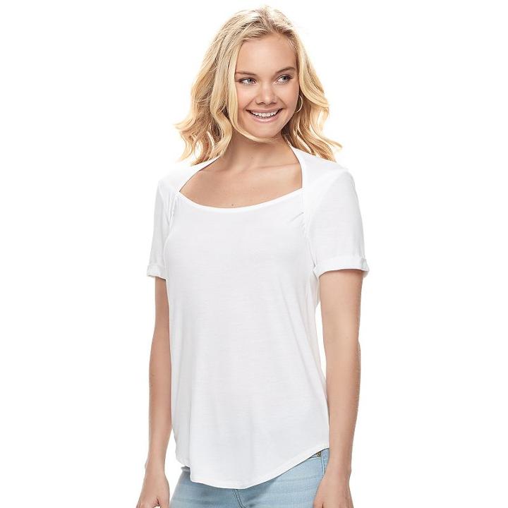 Juniors' So&reg; Open Back Tee, Teens, Size: Small, White