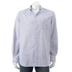 Men's Chaps Classic-fit Stretch Oxford Tattersall Button-down Shirt, Size: Medium, Blue