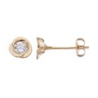Gold 'n' Ice 10k Gold Cubic Zirconia Knot Stud Earrings, Women's, White