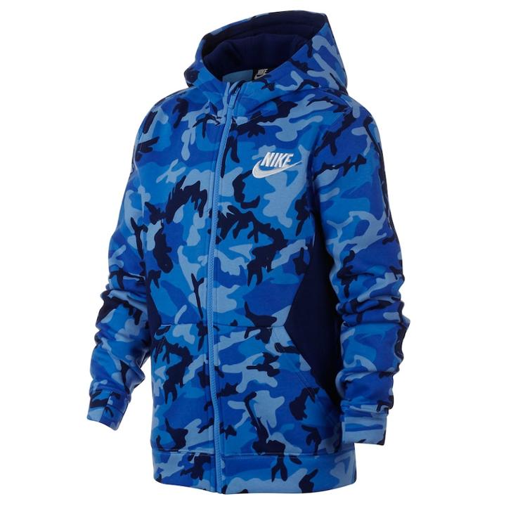 Boys 8-20 Nike Full-zip Club Camo Hoodie, Size: Small, Blue (navy)