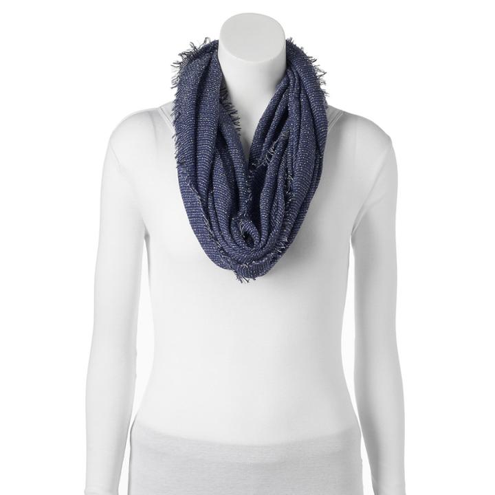 Sonoma Goods For Life&trade; Woven Frayed Edge Infinity Scarf, Women's, Blue (navy)