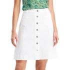 Women's Chaps Button-front Jean Skirt, Size: 4, White