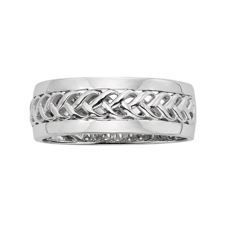 14k White Gold Braided Wedding Band - Men, Size: 10