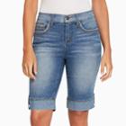 Women's Gloria Vanderbilt Jessa Button-tab Bermuda Jean Shorts, Size: 6, Med Blue