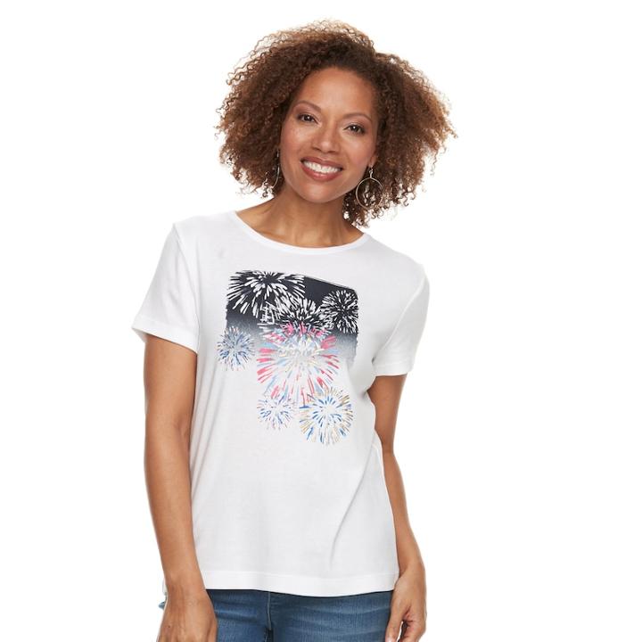 Petite Croft & Barrow&reg; Crewneck Graphic Tee, Women's, Size: Xs Petite, White