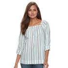 Women's Croft & Barrow&reg; Shirred Squareneck Top, Size: Xl, Turquoise/blue (turq/aqua)