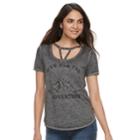 Women's Rock & Republic&reg; Studded Live For The Adventure Scoopneck Tee, Size: Small, Med Grey