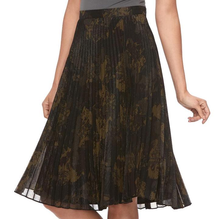 Women's Jennifer Lopez Pleated Camo Skirt, Size: Medium, Oxford