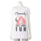 Disney's The Little Mermaid Ariel Juniors' Mermaids Have More Fun Graphic Tee, Girl's, Size: Large, White