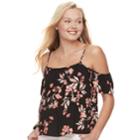 Juniors' Love, Fire Challis Cold-shoulder Top, Teens, Size: Xs, Oxford