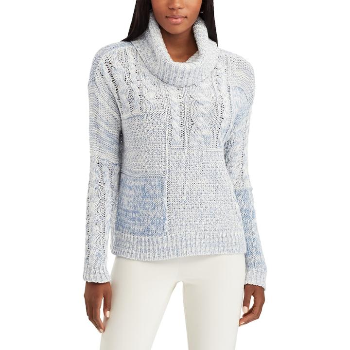 Women's Chaps Patchwork Cowl-neck Sweater, Size: Xl, Natural