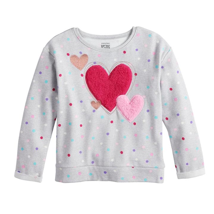 Girls 4-10 Jumping Beans&reg; Softest Fleece Fuzzy Applique Pullover, Size: 6x, Light Grey