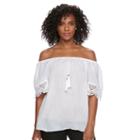 Women's Harve Benard Slubbed Off-the-shoulder Top, Size: Large, White Oth