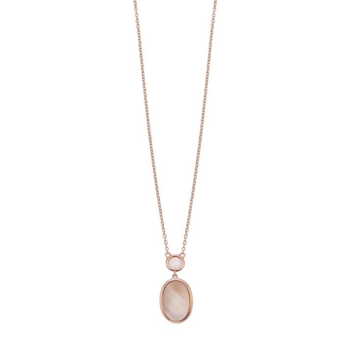 14k Rose Gold Over Silver Mother-of-pearl & Rose Quartz Oval Pendant Necklace, Women's, Size: 18, Pink