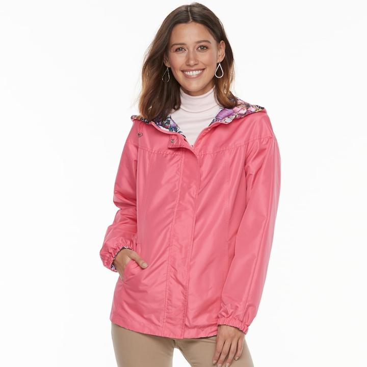 Women's D.e.t.a.i.l.s Hooded Reversible Jacket, Size: Medium, Med Pink