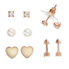 Lc Lauren Conrad Arrow & Heart Stud Earring Set, Women's, White Oth