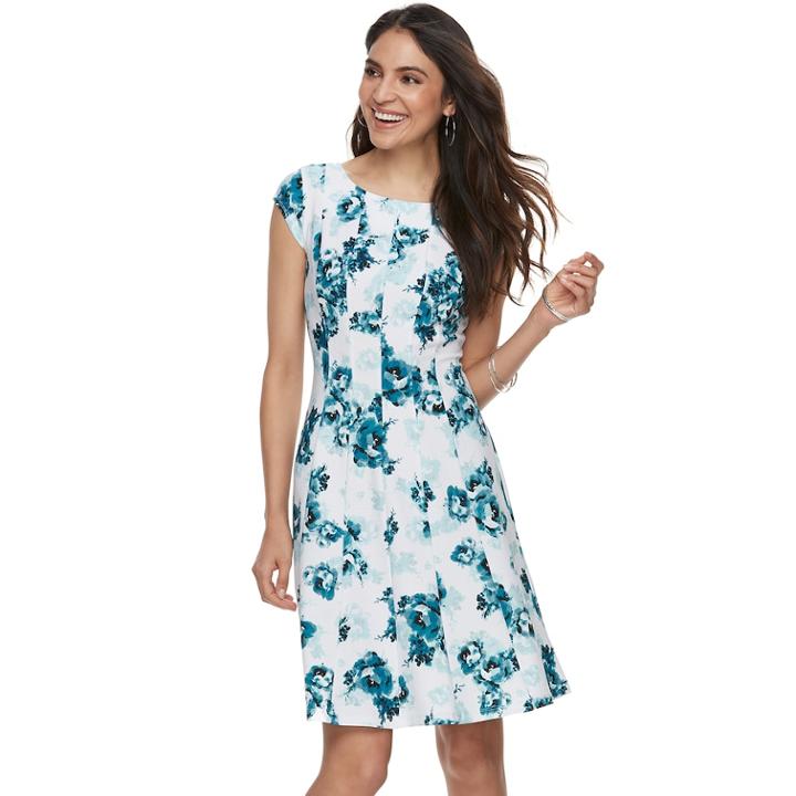 Women's Elle&trade; Dot Fit & Flare Dress, Size: Xxl, White