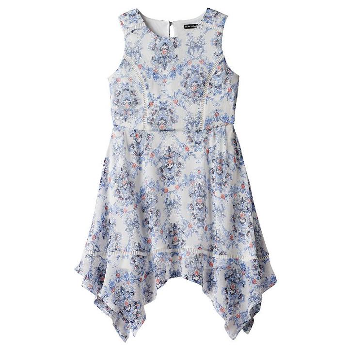 Girls 7-16 My Michelle Crochet Trim Patterned Chiffon Dress, Girl's, Size: 8, Purple Oth