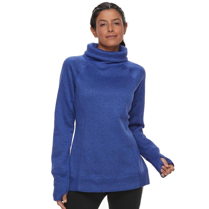 Women's Tek Gear Funnel-neck Fleece Jacket, Size: Large, Med Blue