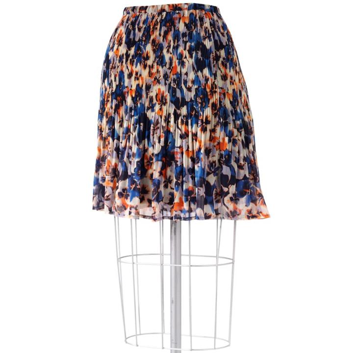 Elle&trade; Floral Pleated Chiffon Skirt, Women's, Size: 10, Blue (navy)