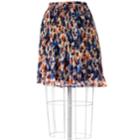 Elle&trade; Floral Pleated Chiffon Skirt, Women's, Size: 10, Blue (navy)