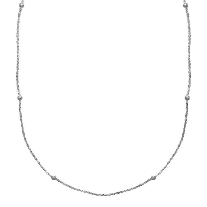 Primrose Sterling Silver Beaded Sparkle Chain Necklace, Women's, Size: 20, Grey