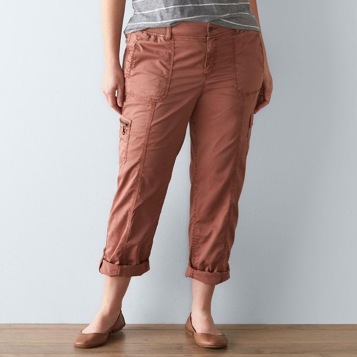 Plus Size Sonoma Goods For Life&trade; Cargo Convertible Pants, Women's, Size: 16 W, Lt Brown