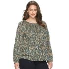 Plus Size Chaps Floral Raglan Peasant Top, Women's, Size: 1xl, Pink Ovrfl