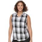 Juniors' Plus Size So&reg; Pleated Sleeveless Shirt, Girl's, Size: 2xl, Black
