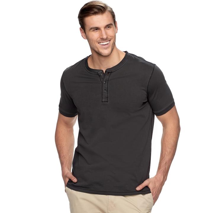 Big & Tall Sonoma Goods For Life&trade; Supersoft Modern-fit Henley, Men's, Size: 4xb, Black