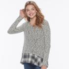 Juniors' Cloudchaser Print Hem Sweater, Teens, Size: Xs, Med Beige